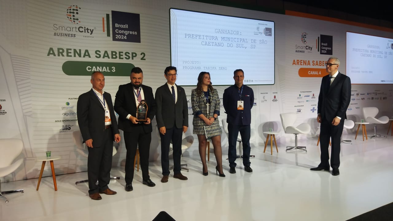 PROGRAMA TARIFA ZERO DA PREFEITURA DE SÃO CAETANO RECEBE PRÊMIO INOVACIDADE NO SMART CITY BRAZIL 2024