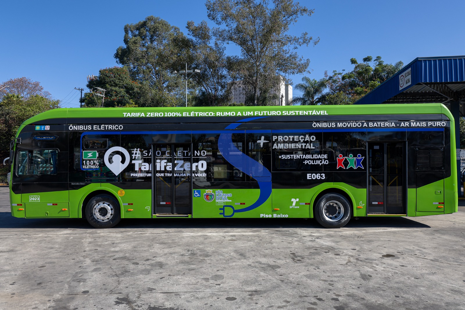 Primeiro ônibus elétrico do transporte público de São Caetano começa a circular nesta quinta-feira