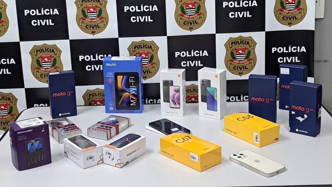 Roubo e venda de celulares: polícia acaba com esquema criminoso e recupera produtos no interior