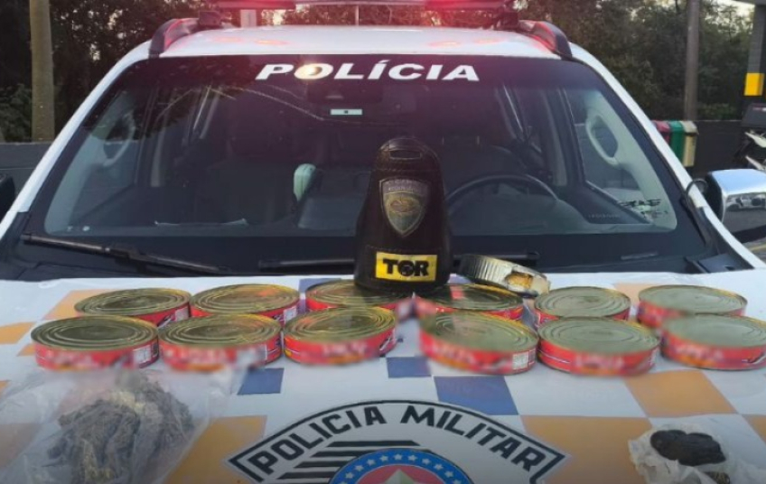 PM Rodoviária apreende pasta base de cocaína escondida em latas de sardinha
