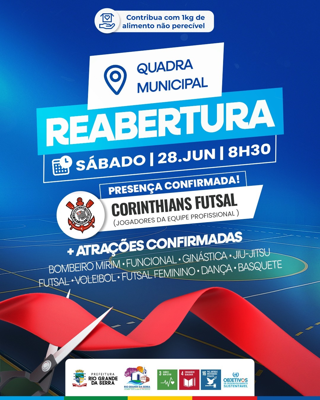 Quadra Municipal de Rio Grande da Serra será reinaugurada com grandes atrações esportivas e solidárias
